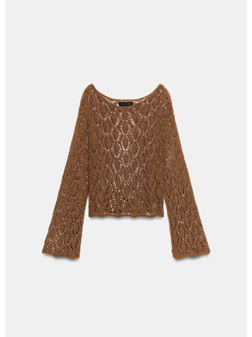 Zara Crochet Knit Bell -Sleeve Top